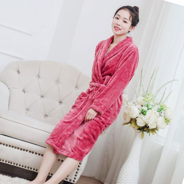 long bathrobes women robe autumn winter warm long sleeve flannel robe female homewear women nightdress, Black;red
long bathrobes women robe autumn winter warm long sleeve flannel robe female homewear women nightdress, Black;red