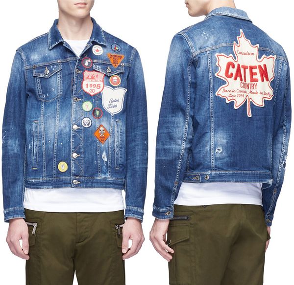 men's blue distressed patch denim jacket coo guy worn effect contrasting applications chest pockets for cowboy, Black;brown
men's blue distressed patch denim jacket coo guy worn effect contrasting applications chest pockets for cowboy, Black;brown