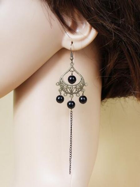 new retro bronze black pearl earring european and american fashion long style earring elegant classic, Silver
new retro bronze black pearl earring european and american fashion long style earring elegant classic, Silver