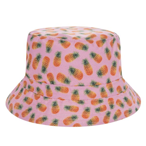 

new flat bucket hat men women 3d printed pineapple pink bob beach hunting hip hop sombrero pescador panama girls, Blue;gray
