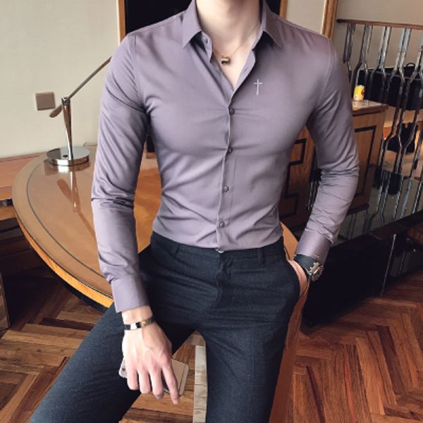 2018 autumn and winter new men's korean slim long-sleeved shirt nightclub hair stylist inch shirt british temperament, White;black
2018 autumn and winter new men's korean slim long-sleeved shirt nightclub hair stylist inch shirt british temperament, White;black