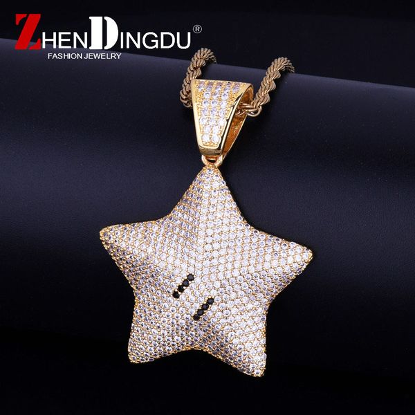 gold iced out cartoon star pendant necklace chain charm bling cubic zircon men's hip hop jewelry tennis chain for gift, Silver
gold iced out cartoon star pendant necklace chain charm bling cubic zircon men's hip hop jewelry tennis chain for gift, Silver