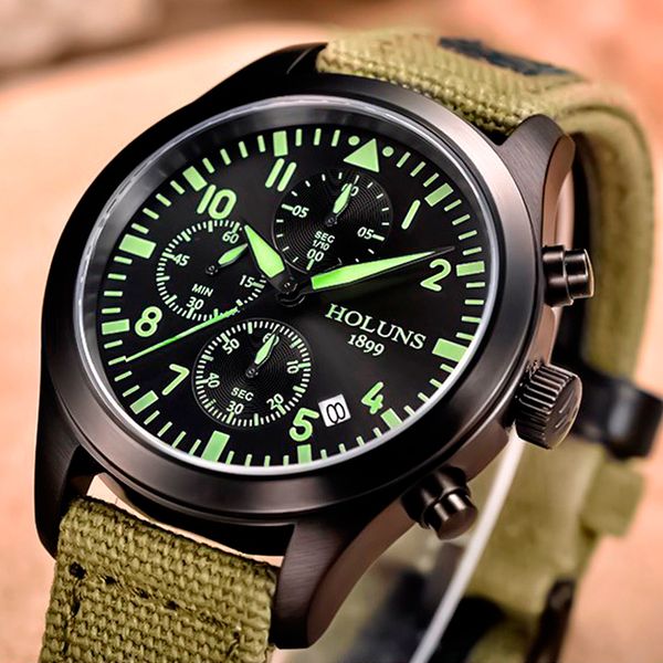 holuns mens watch chronograph luminous sports clock male canvas wristband quartz wrist watch relogio masculino, Slivery;brown
holuns mens watch chronograph luminous sports clock male canvas wristband quartz wrist watch relogio masculino, Slivery;brown