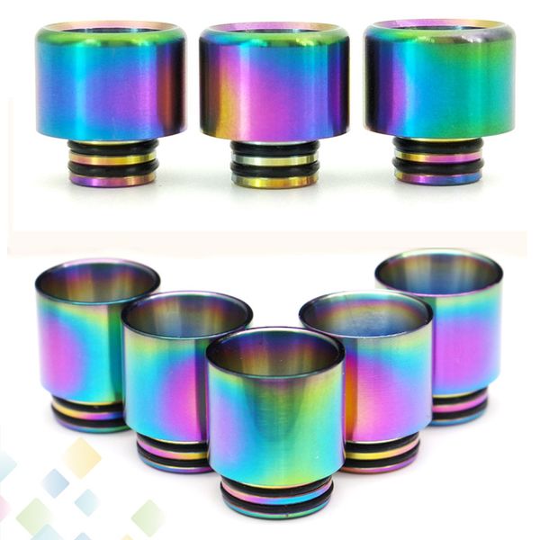 

510 810 Thread Drip Tips Rainbow Color Stainless Steel Drip Tip SS Wide Bore Mouthpiece Fit TFV8 TFV12 Prince Tank DHL Free