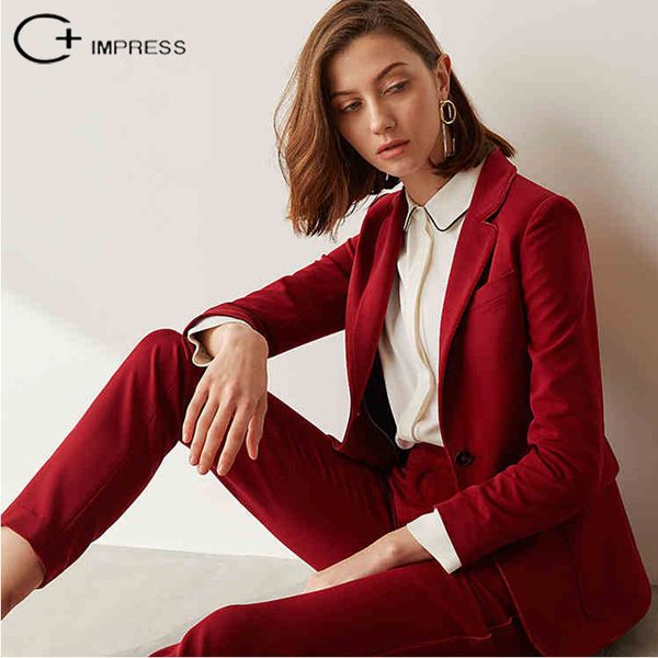 

c+impress women suits formal custome burgundy jacket bottoms office lady work wear female blazers trousers slim pants, White;black