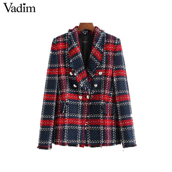 vadim women chic plaid tweed blazer pockets fringe tassel long sleeve coat buttons decoration female casual outerwear ca228, White;black
vadim women chic plaid tweed blazer pockets fringe tassel long sleeve coat buttons decoration female casual outerwear ca228, White;black