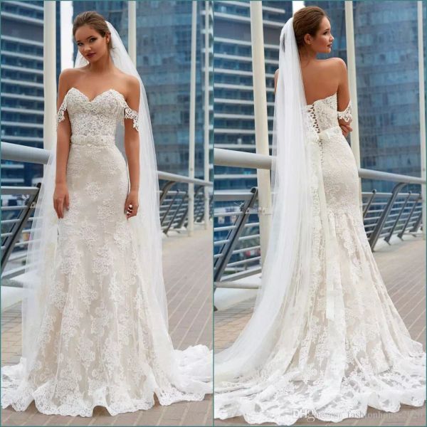 modest lace mermaid wedding dresses 2018 off the shoulder applique beach wedding dress corset plus size bridal gowns custom made, White
modest lace mermaid wedding dresses 2018 off the shoulder applique beach wedding dress corset plus size bridal gowns custom made, White