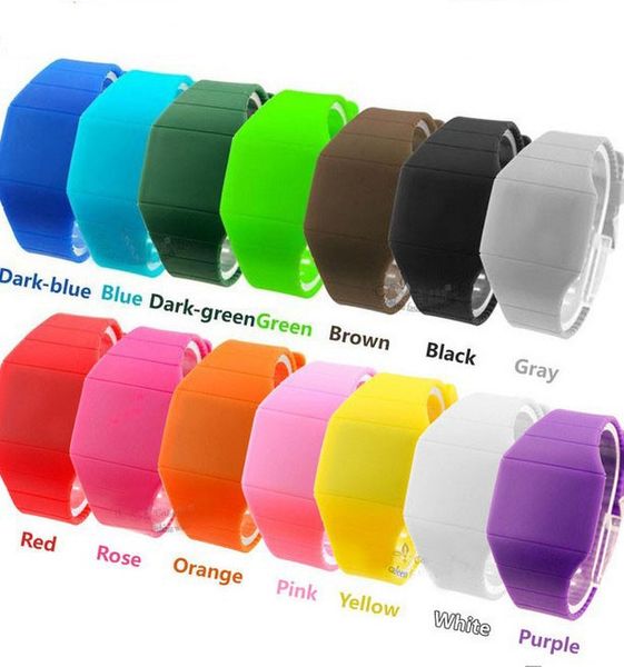 children led sport fancy watch for women mens touch screen digital display rubber belts wrist watches ultra thin rectangle, Slivery;brown
children led sport fancy watch for women mens touch screen digital display rubber belts wrist watches ultra thin rectangle, Slivery;brown