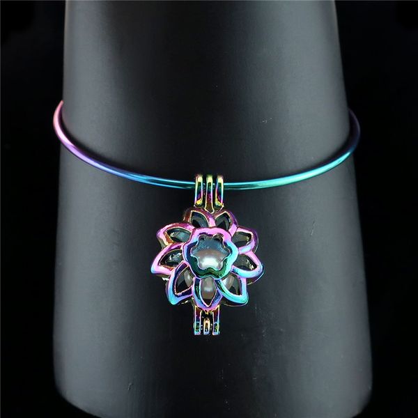 rainbow sun flower real pearl cage bangle 65mm expandable wire steel bangles bracelet b-c249, Black
rainbow sun flower real pearl cage bangle 65mm expandable wire steel bangles bracelet b-c249, Black