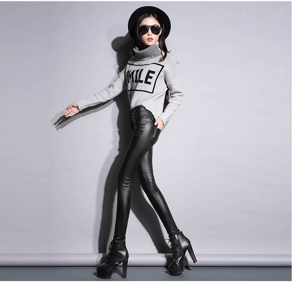 siensofo black high waist pu leather pants, women's bottoming trousers are worn out and worn, Blue
siensofo black high waist pu leather pants, women's bottoming trousers are worn out and worn, Blue