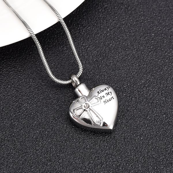 ijd10057 cross engraving stone inlay "always in my heart" memorial urn necklace animal human ashes holder cremation urn pendant, Silver
ijd10057 cross engraving stone inlay "always in my heart" memorial urn necklace animal human ashes holder cremation urn pendant, Silver