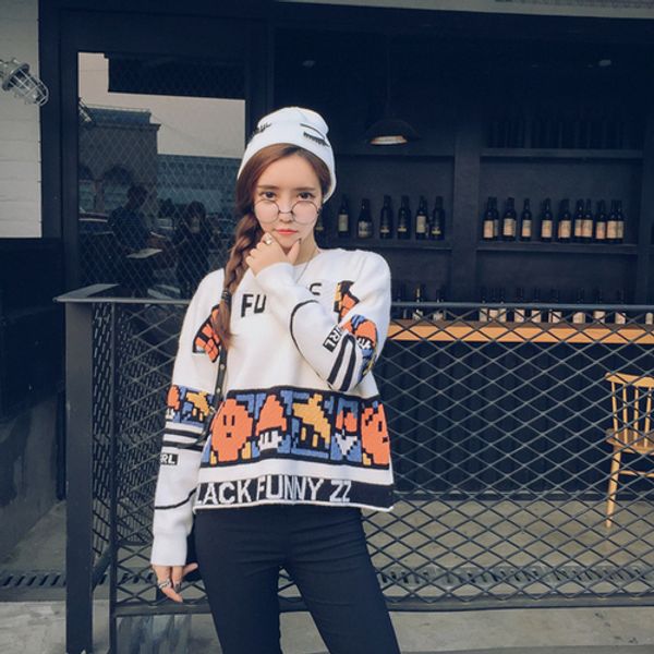 sweater pullovers female 2017 winter round neck japan style lolita kawaii cartoon pattern knitted sweaters black white t258, White;black
sweater pullovers female 2017 winter round neck japan style lolita kawaii cartoon pattern knitted sweaters black white t258, White;black