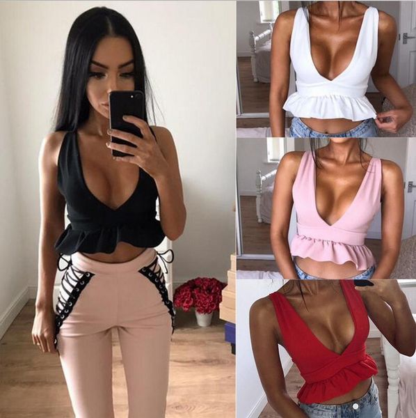 v neck chiffon camisole tank women ruffle backless short shirt tee 2018 summer casual streetwear lotus leaf crop top, White
v neck chiffon camisole tank women ruffle backless short shirt tee 2018 summer casual streetwear lotus leaf crop top, White