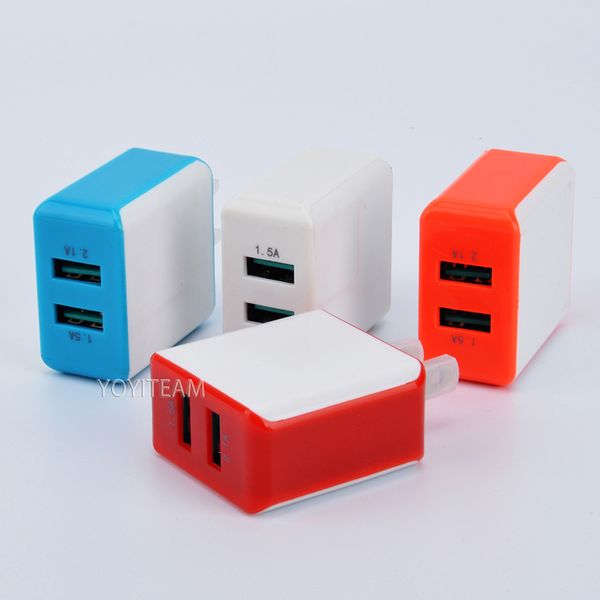 2.1a dual usb home charger business wall charger real 2100ma for smartphone android tablet pc high quality