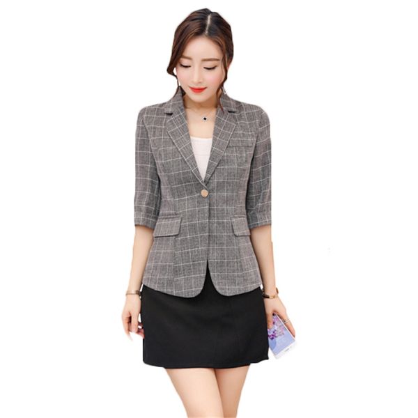 blazer feminino 2018 women plaid blazer casual slim blazers one button suit jackets girl office 3/4 sleeve outerwear z453, White;black
blazer feminino 2018 women plaid blazer casual slim blazers one button suit jackets girl office 3/4 sleeve outerwear z453, White;black