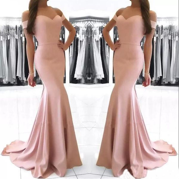 blush pink satin mermaid prom dresses long off shoulder formal evening gowns zipper up back bridesmaid party dresses robe de soiree, Black
blush pink satin mermaid prom dresses long off shoulder formal evening gowns zipper up back bridesmaid party dresses robe de soiree, Black