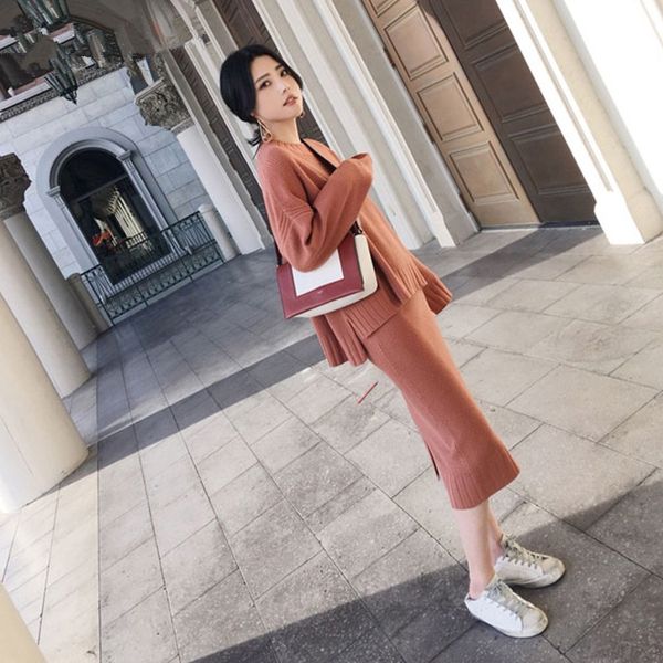 korean fashion loose knit pullovers and skirt 2 piece set 2018 autumn new women's bf chic wind split bodycon mid skirt set, Gray
korean fashion loose knit pullovers and skirt 2 piece set 2018 autumn new women's bf chic wind split bodycon mid skirt set, Gray