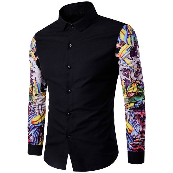 formal floral print patchwork cotton dress shirts casual slim fit camisa masculina long sleeve men's clothes social club shirts, White;black
formal floral print patchwork cotton dress shirts casual slim fit camisa masculina long sleeve men's clothes social club shirts, White;black