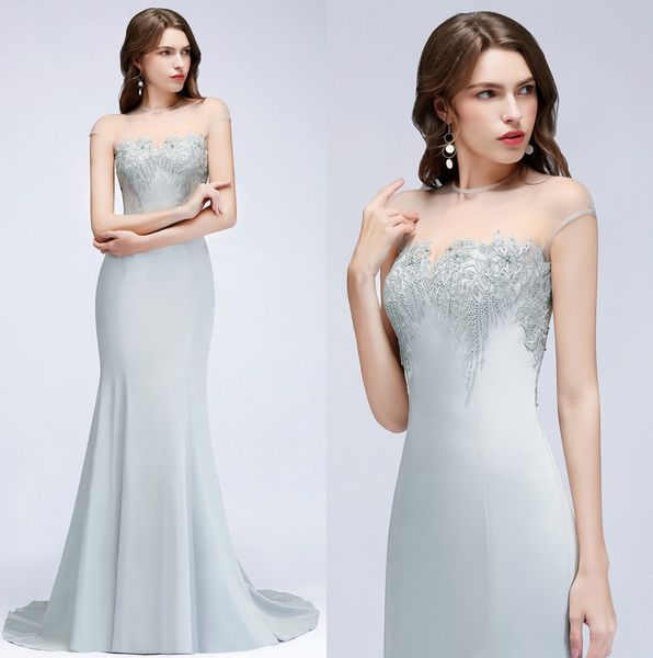 sheer cap sleeves mermaid long evening dresses 2019 tulle lace applique beaded seen through sweep train formal party prom dresses cps965, Black;red
sheer cap sleeves mermaid long evening dresses 2019 tulle lace applique beaded seen through sweep train formal party prom dresses cps965, Black;red