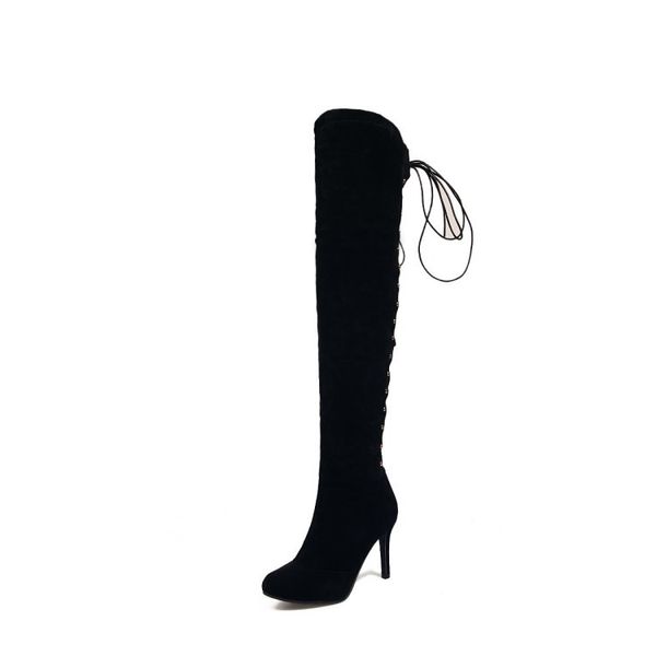 

cross-border e-commerce for 2017 autumn and winter new pointed stiletto high-heeled high-heeled knee boots 1028, Black