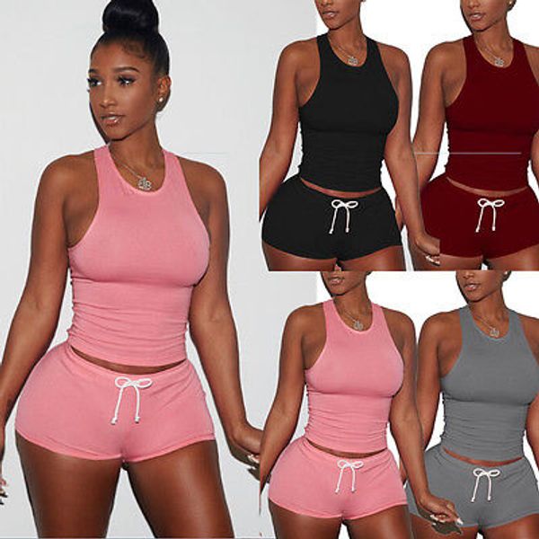 wholesale- new fashion women slim loose outfits sleeveless crop short pants casual 2pcs clothes set, Black;blue 
wholesale- new fashion women slim loose outfits sleeveless crop short pants casual 2pcs clothes set, Black;blue
