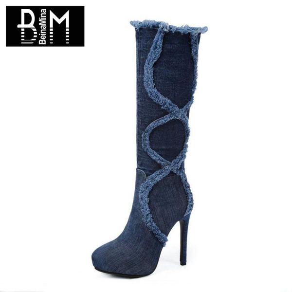 beinamina size 33-43 women long boots denim winter fur shoes woman high heel warm boots female platform shoes, Black
beinamina size 33-43 women long boots denim winter fur shoes woman high heel warm boots female platform shoes, Black