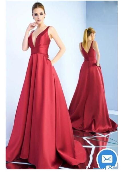spaghetti strap burgundy satin evening dresses 2019 new sweep train deep v-neck a-line formal prom party gowns vestidos de fiesta e127, Black;red
spaghetti strap burgundy satin evening dresses 2019 new sweep train deep v-neck a-line formal prom party gowns vestidos de fiesta e127, Black;red