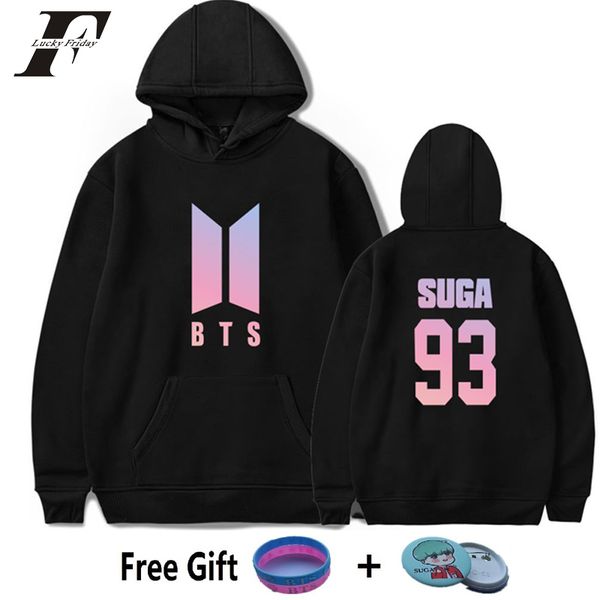 

2018 bts bangtan boys oversized hoodie sweatshirt women love yourself bts print moletom pullovers kpop korean casual pullovers, Black