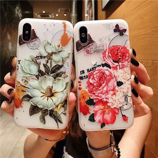 

For iphone 11 pro max 2019 x x max 6 5 039 039 xr 6 1 039 039 8 7 7plu 6 plu 6 3d matte relief flower oft tpu ca e floral fro t