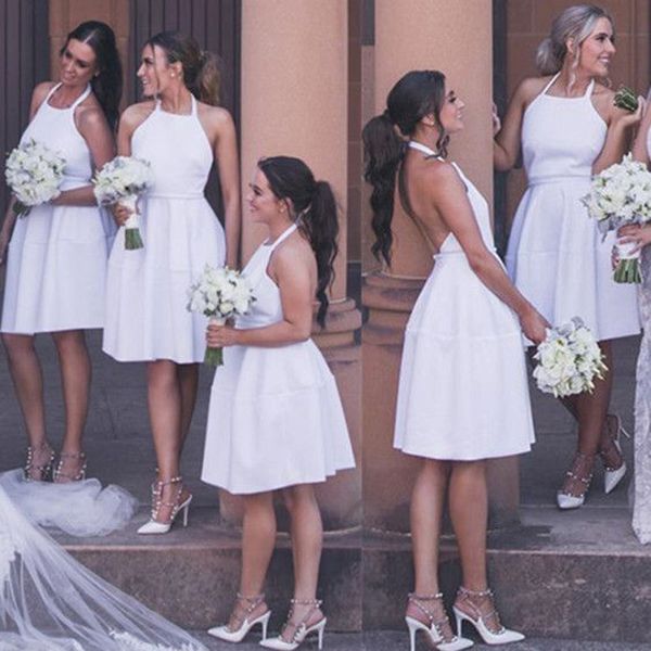 short bridesmaid dresses halter backless sleeveless knee length prom evening party dresses robes de demoiselle d'honneur, White;pink
short bridesmaid dresses halter backless sleeveless knee length prom evening party dresses robes de demoiselle d'honneur, White;pink