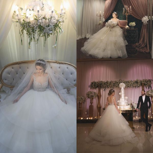 sparkly beaded sleeveless wedding dresses sheer neck backless a line tiered skirts wedding bridal gowns beach country wedding dress, White
sparkly beaded sleeveless wedding dresses sheer neck backless a line tiered skirts wedding bridal gowns beach country wedding dress, White