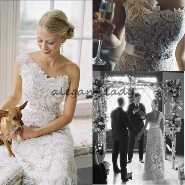 one shoulder full lace mermaid wedding dresses with crystals sash plus size 2018 vintage bohemian beach country bridal wedding gowns, White
one shoulder full lace mermaid wedding dresses with crystals sash plus size 2018 vintage bohemian beach country bridal wedding gowns, White