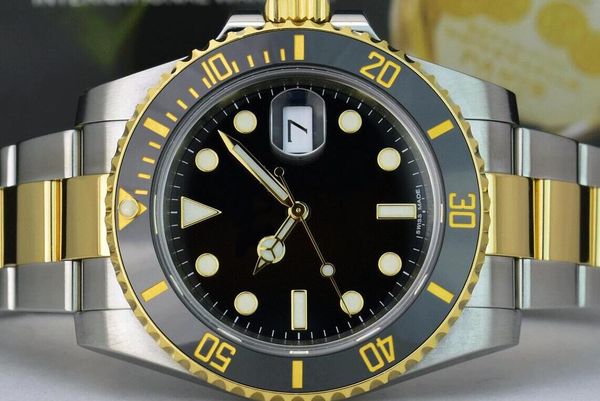 luxury 18kt gold & stainless steel black ceramic bezel sapphire glass 116613 asia 2813 automatic mechanical mens date watch sports watches, Slivery;brown
luxury 18kt gold & stainless steel black ceramic bezel sapphire glass 116613 asia 2813 automatic mechanical mens date watch sports watches, Slivery;brown