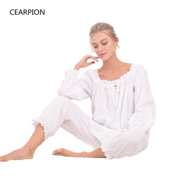 cearpion lady court pajamas set white cotton sleepwear long sleeve nightwear vintage pijamas casual intimate lingerie negligee, Blue;gray
cearpion lady court pajamas set white cotton sleepwear long sleeve nightwear vintage pijamas casual intimate lingerie negligee, Blue;gray