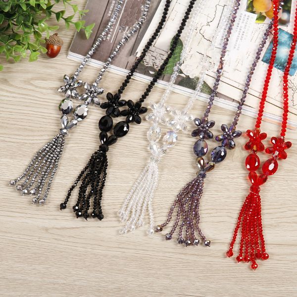 Flower Crystal Long Necklace For Women Tassel Pendant Necklace Beads Chain Sweater Chain Choker Necklaces For Women, Silver
Flower Crystal Long Necklace For Women Tassel Pendant Necklace Beads Chain Sweater Chain Choker Necklaces For Women, Silver