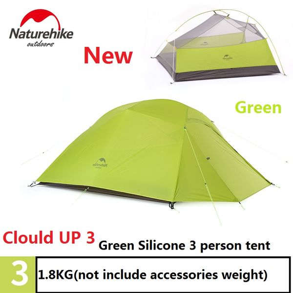 

naturehike factory sell 1 person/2 person/3 person tent green 20d silicone fabric double-layer camping tent lightweight