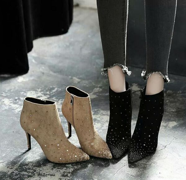 2018 runway women star boots women thin heel point toe boots bling bling rhinestone booties ladies zip up party shoes, Black
2018 runway women star boots women thin heel point toe boots bling bling rhinestone booties ladies zip up party shoes, Black