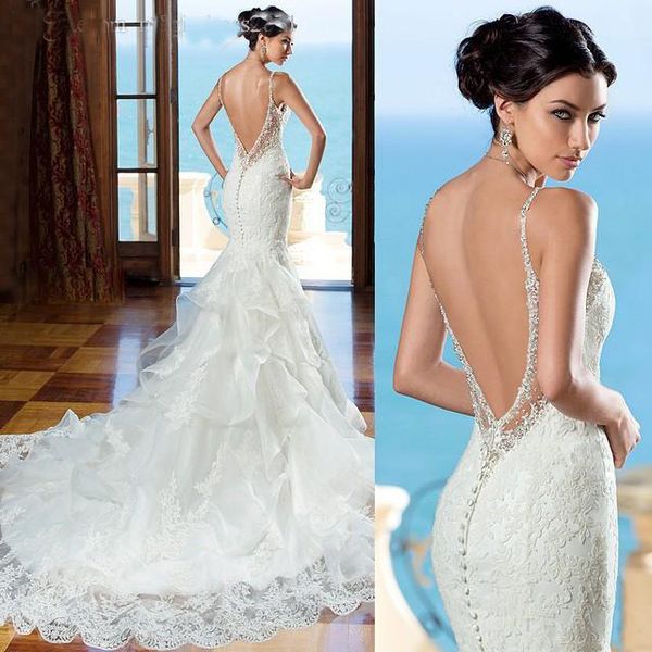 mermaid wedding dresses sweetheart lace long bridal gowns spaghetti straps ruffles organza custom made wedding gowns, White
mermaid wedding dresses sweetheart lace long bridal gowns spaghetti straps ruffles organza custom made wedding gowns, White