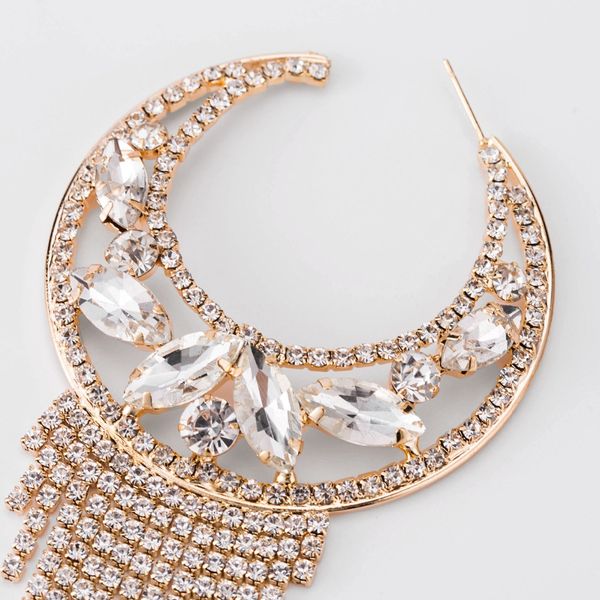 moon hoops earrings for women rhinestone tassel big statement earrings 2018 crystal large earings fashion prom stage jewelry, Golden;silver
moon hoops earrings for women rhinestone tassel big statement earrings 2018 crystal large earings fashion prom stage jewelry, Golden;silver