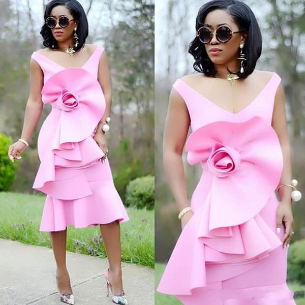 pink mermaid party dresses short v neck ruffles tea length 2018 prom dresses zipper back satin african women formal evening gowns, Black
pink mermaid party dresses short v neck ruffles tea length 2018 prom dresses zipper back satin african women formal evening gowns, Black