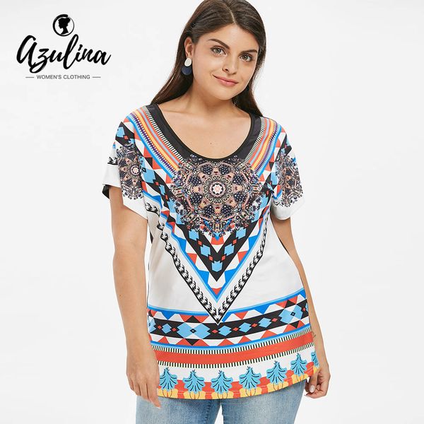 azulina plus size african print tunic t-shirt women summer scoop neck short sleeve tribal print t-shirts ladies shirt tees, White
azulina plus size african print tunic t-shirt women summer scoop neck short sleeve tribal print t-shirts ladies shirt tees, White