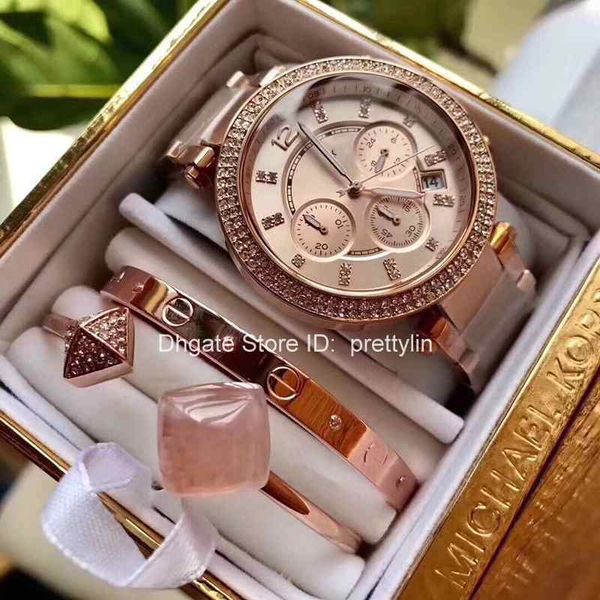 m k a set of damenuhr parker edelstahl chronograph womens diamond gold watch 5905 quartz mens watches wristwatch, Slivery;brown
m k a set of damenuhr parker edelstahl chronograph womens diamond gold watch 5905 quartz mens watches wristwatch, Slivery;brown