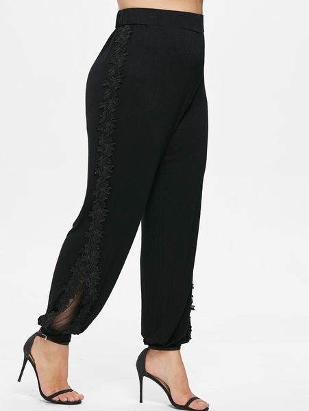 wipalo women plus size side lace mesh panel pants elastic waist solid straight casual pants female loose trousers big size 5xl, Black;white
wipalo women plus size side lace mesh panel pants elastic waist solid straight casual pants female loose trousers big size 5xl, Black;white