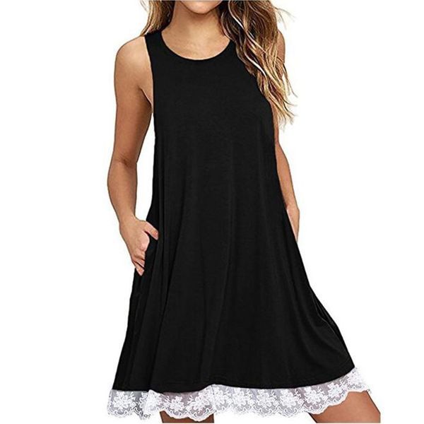 feitong 2018 women summer dress o neck casual lace sleeveless solid color dress loose party dot wrap vestidos mujer, White;black
feitong 2018 women summer dress o neck casual lace sleeveless solid color dress loose party dot wrap vestidos mujer, White;black