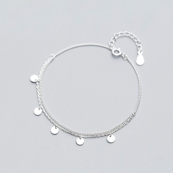 mloveacc 100% real 925 sterling silver fine jewelry double layers round coins chain bracelet fashion women jewelry, Black 
mloveacc 100% real 925 sterling silver fine jewelry double layers round coins chain bracelet fashion women jewelry, Black