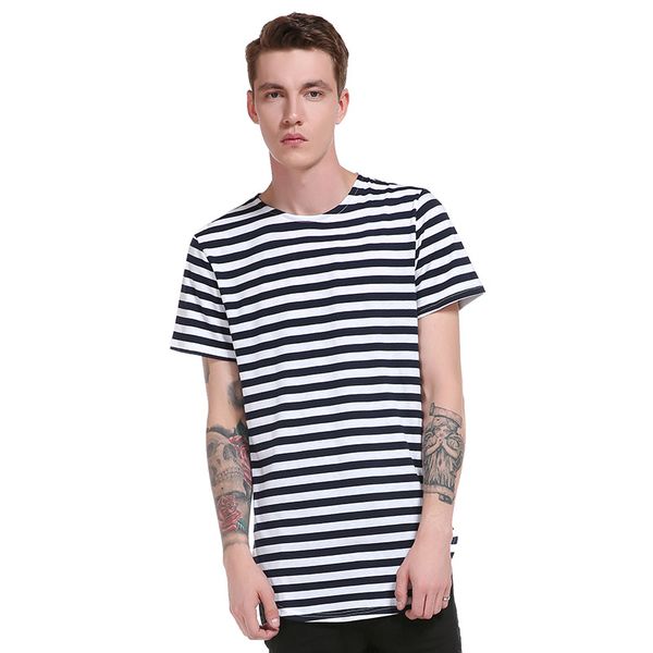 stripe casual tee shirts men cotton round hem long pattern high street summer new fashion style short sleeve, White;black
stripe casual tee shirts men cotton round hem long pattern high street summer new fashion style short sleeve, White;black