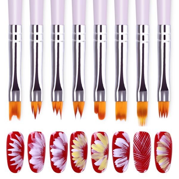1 pc gradient acrylic painting brush set uv gel flower drawing pen purple handle manicure nail art tool diy kit set, Yellow
1 pc gradient acrylic painting brush set uv gel flower drawing pen purple handle manicure nail art tool diy kit set, Yellow