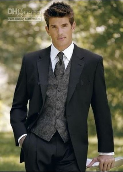custom made black groom tuxedos notch lapel groomsmen men wedding suits(jacket+pants+vest) 122, Black;gray
custom made black groom tuxedos notch lapel groomsmen men wedding suits(jacket+pants+vest) 122, Black;gray