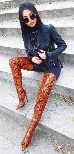 autumn winter thigh high botas mujer mixed colors snake print over the knee boots zipper pointed toe high heels shoes woman, Black
autumn winter thigh high botas mujer mixed colors snake print over the knee boots zipper pointed toe high heels shoes woman, Black