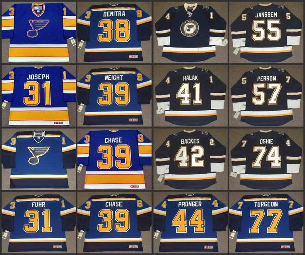 st. louis blues 31 curtis joseph vgrant fuhr 38 pavol demitra 39 doug weight 41 jaroslav halak 42 david backes chris pronger ccm nhl jersey, Black;red
st. louis blues 31 curtis joseph vgrant fuhr 38 pavol demitra 39 doug weight 41 jaroslav halak 42 david backes chris pronger ccm nhl jersey, Black;red